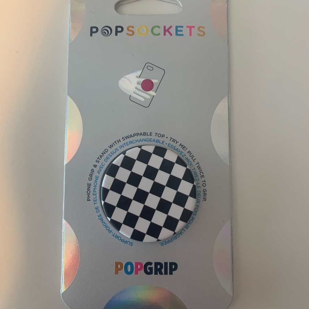 Checkered pop socket- unopened & brand new! unused